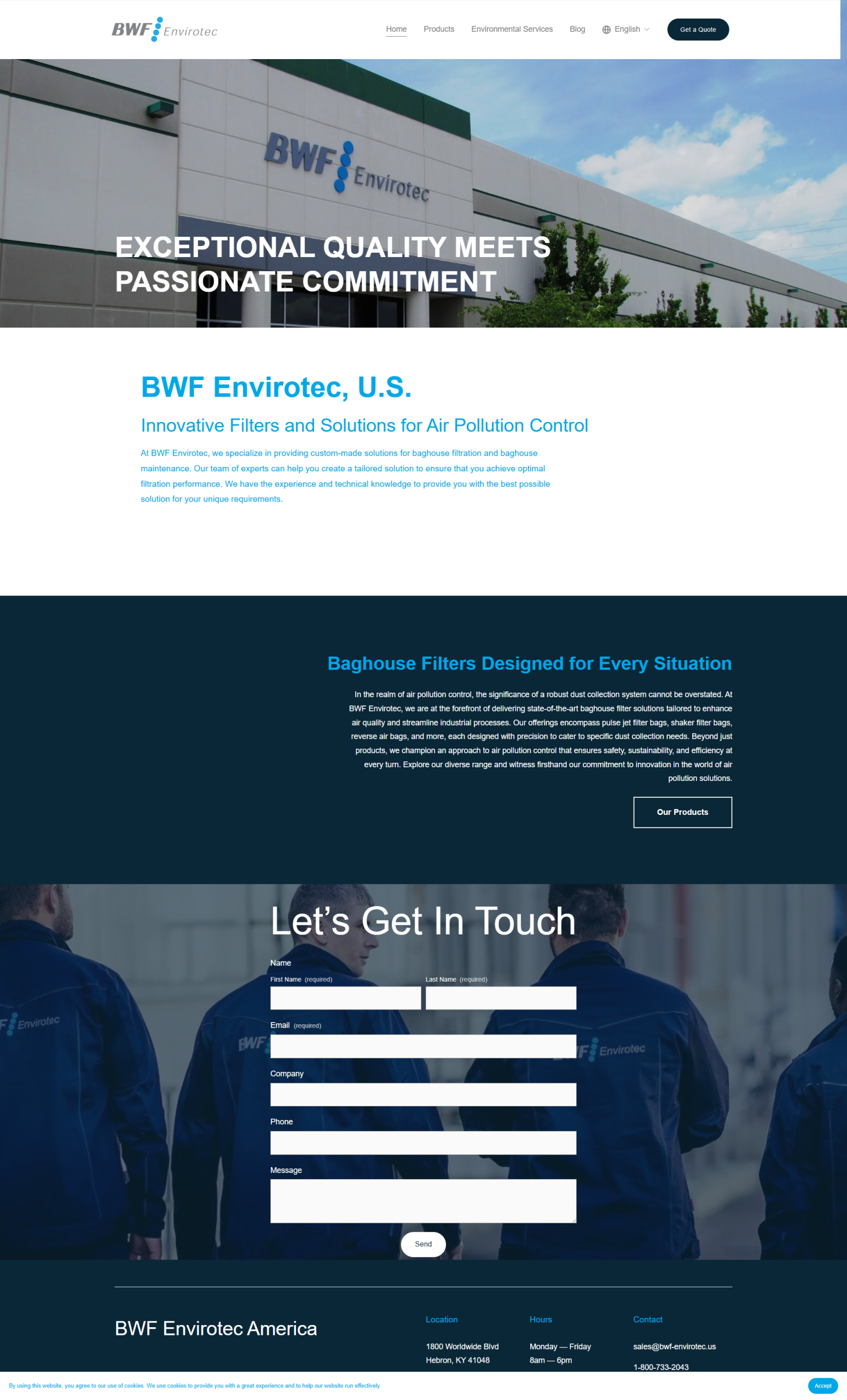 BWF Envirotec U.S. homepage, full-length capture
